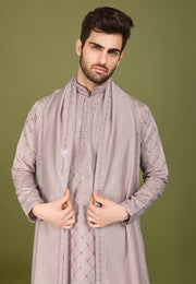 Beige Viscose Kurta Pajama With Stole