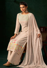 Load image into Gallery viewer, Beige Viscose Palazzo Suit
