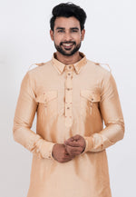 Load image into Gallery viewer, Beige Viscose Pathani Suit
