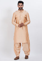 Load image into Gallery viewer, Beige Viscose Pathani Suit
