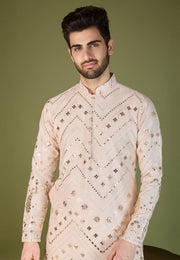 Beige Viscose Rayon Kurta Pajama