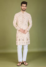 Load image into Gallery viewer, Beige Viscose Rayon Kurta Pajama
