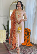 Load image into Gallery viewer, Beige Viscose Readymade Pant Style Suit
