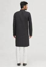 Load image into Gallery viewer, Black Art Silk Indo Western Sherwani
