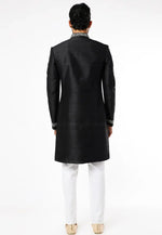 Load image into Gallery viewer, Black Art Silk Indo Western Sherwani
