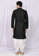 Load image into Gallery viewer, Black Art Silk Indo Western Suit
