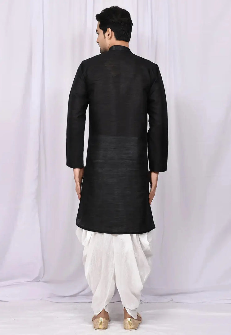 Black Art Silk Indo Western Suit