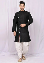 Load image into Gallery viewer, Black Art Silk Indo Western Suit
