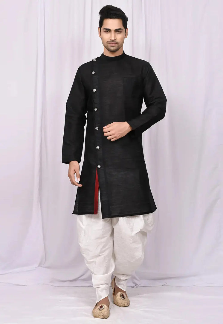 Black Art Silk Indo Western Suit