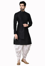 Load image into Gallery viewer, Black Art Silk Indo Western Suit
