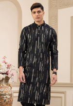 Load image into Gallery viewer, Black Art Silk Kurta Pajama
