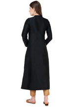Load image into Gallery viewer, Black Art Silk Kurta Set With Pent
