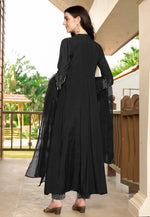 Load image into Gallery viewer, Black Art Silk Readymade Pant Style Suit
