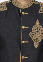 Load image into Gallery viewer, Black Art Silk Sherwani

