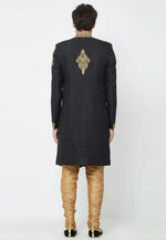 Load image into Gallery viewer, Black Art Silk Sherwani
