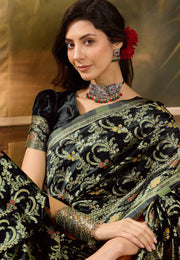Black Banarasi Jacquard Saree