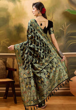Load image into Gallery viewer, Black Banarasi Jacquard Saree