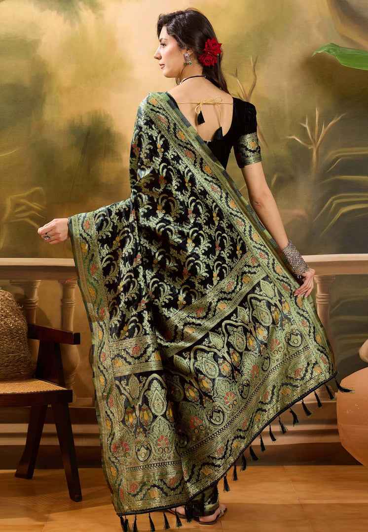 Black Banarasi Jacquard Saree
