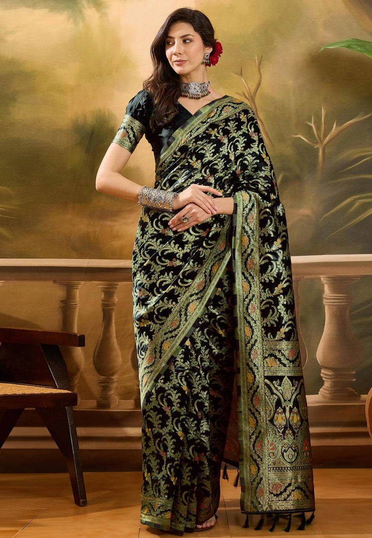 Black Banarasi Jacquard Saree