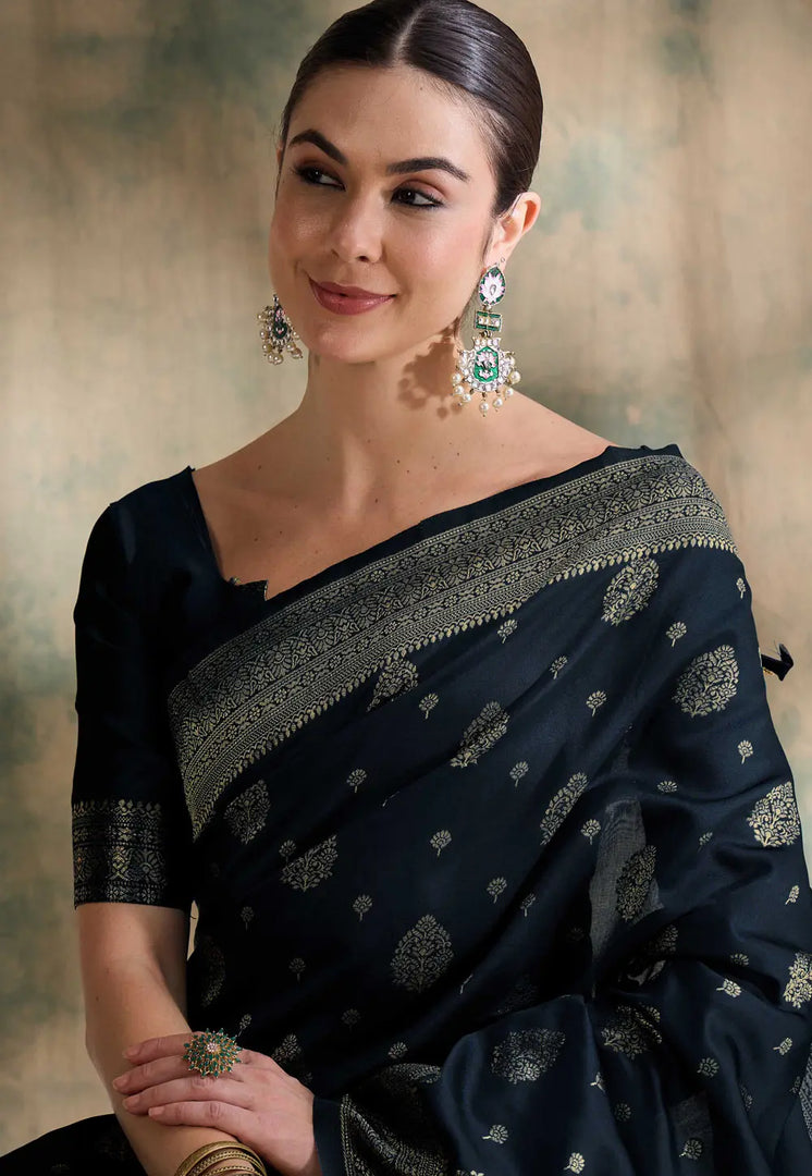 Black Banarasi Silk Saree