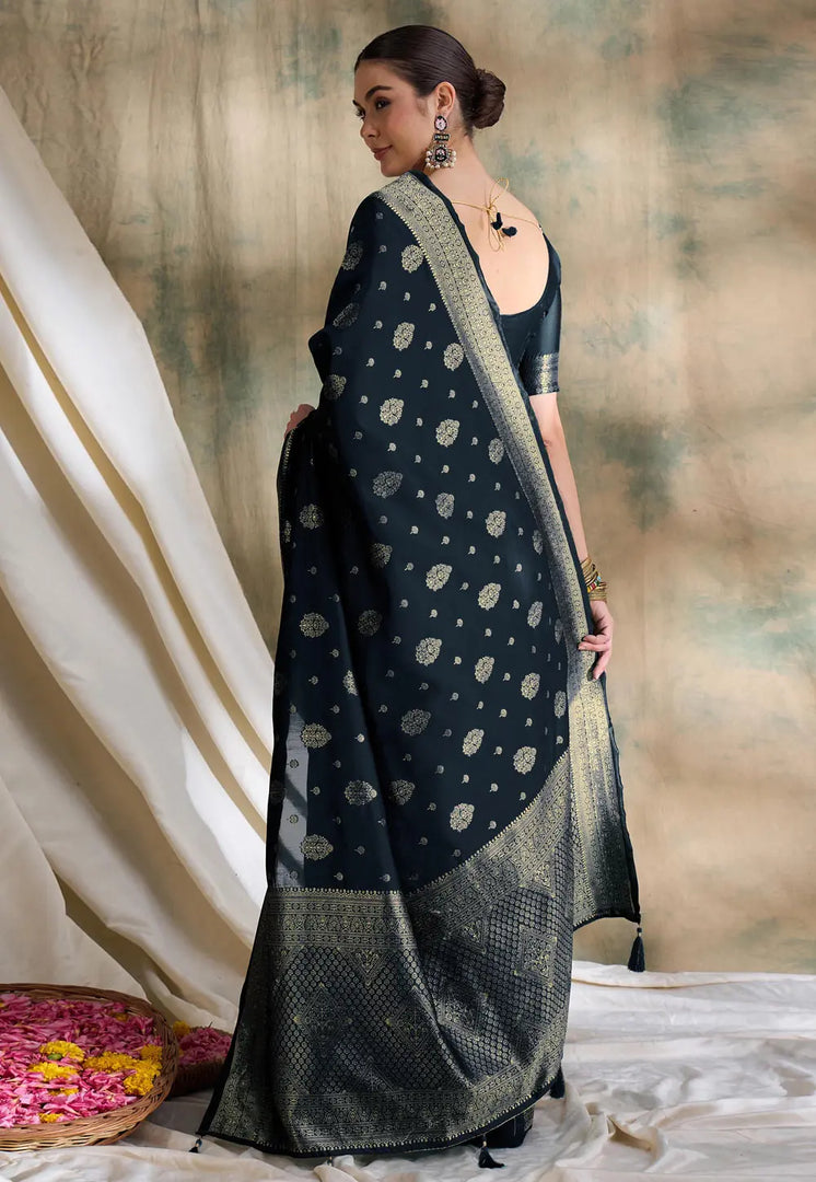 Black Banarasi Silk Saree