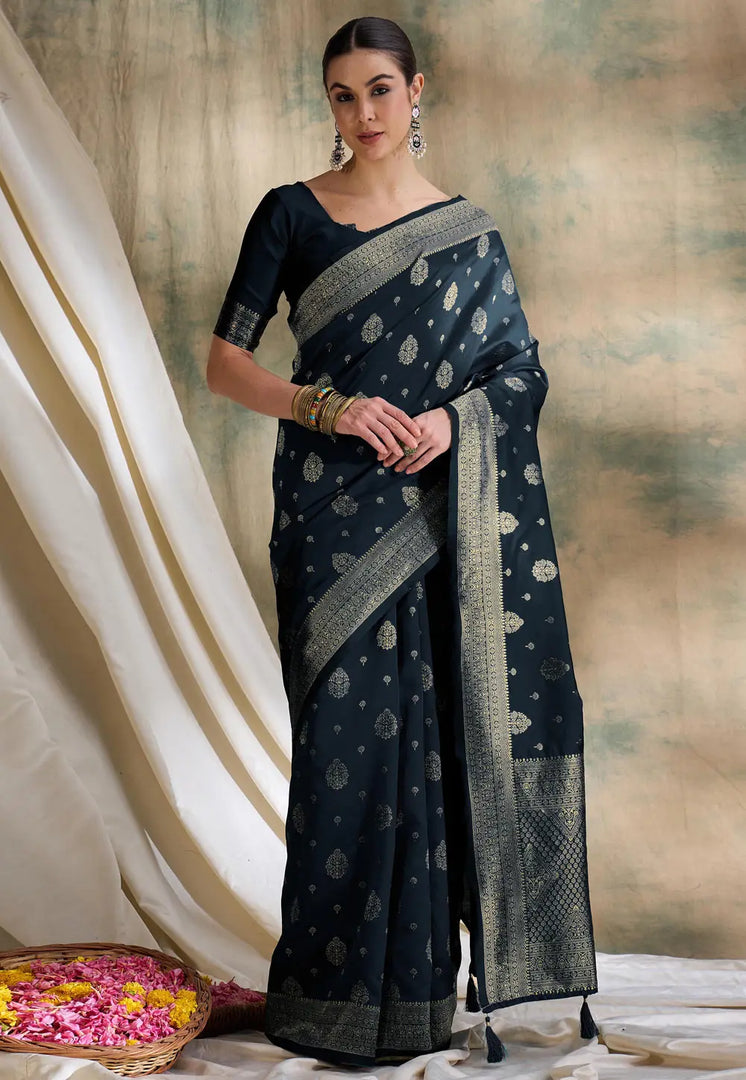 Black Banarasi Silk Saree