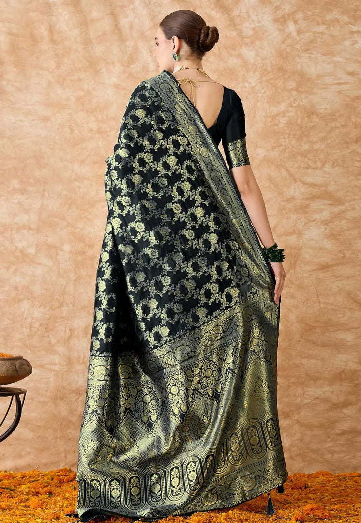Black Banarasi Silk Saree