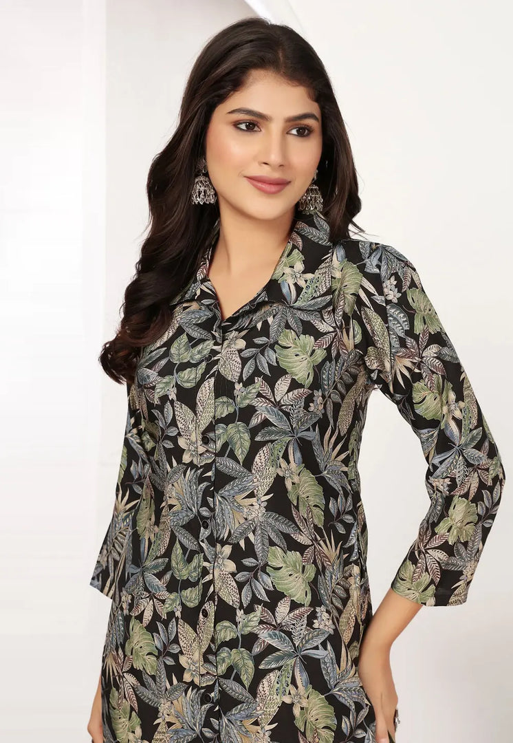 Black Chanderi Kurta Set With Pent