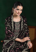 Load image into Gallery viewer, Black Chiffon Pakistani Suit
