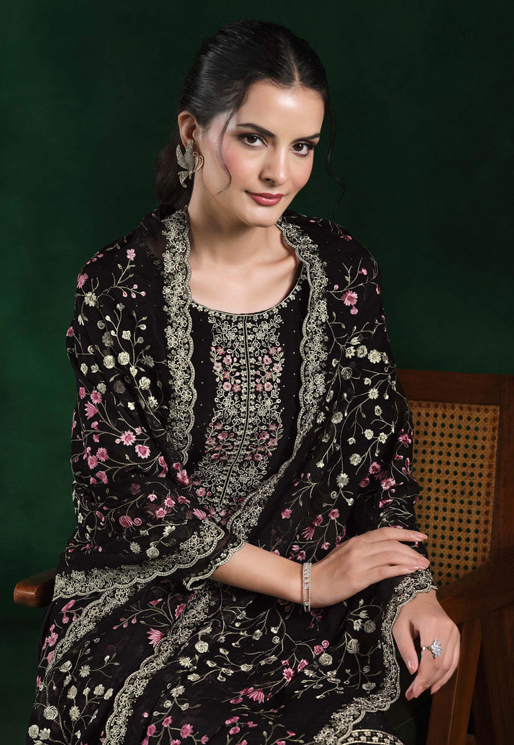 Black Chiffon Pakistani Suit