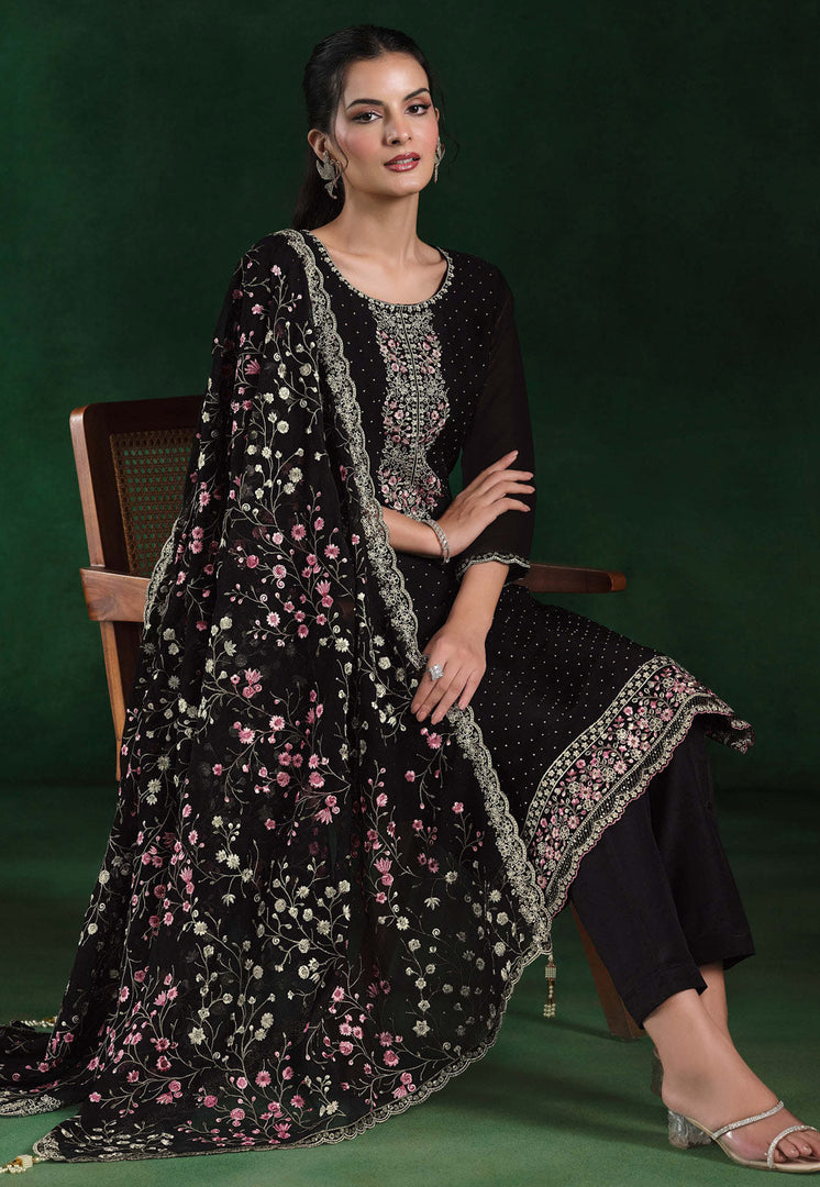 Black Chiffon Pakistani Suit