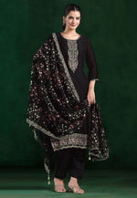 Load image into Gallery viewer, Black Chiffon Pakistani Suit
