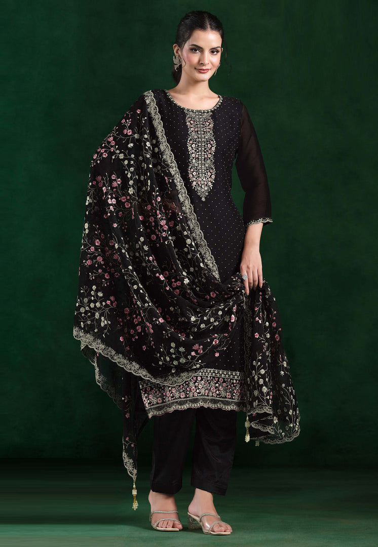 Black Chiffon Pakistani Suit