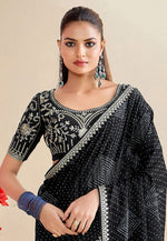 Load image into Gallery viewer, Black Chiffon Saree With Blouse