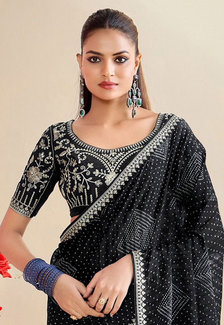 Black Chiffon Saree With Blouse