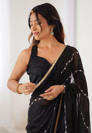 Black Chiffon Saree With Blouse