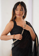 Load image into Gallery viewer, Black Chiffon Saree With Blouse
