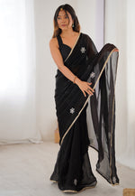 Load image into Gallery viewer, Black Chiffon Saree With Blouse
