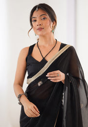 Black Chiffon Saree With Blouse