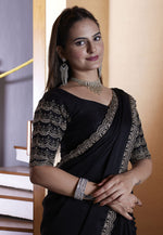 Load image into Gallery viewer, Black Chiffon Saree With Blouse
