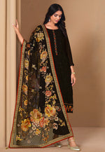 Load image into Gallery viewer, Black Chinon Chiffon Pant Style Suit
