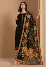 Load image into Gallery viewer, Black Chinon Chiffon Pant Style Suit

