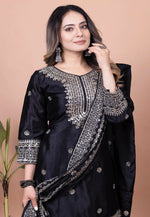 Load image into Gallery viewer, Black Chinon Readymade Sharara Suit
