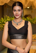 Load image into Gallery viewer, Black Chinon Saree With Blouse
