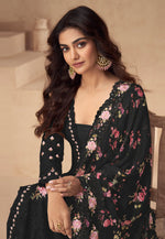 Load image into Gallery viewer, Black Chinon Silk Embroidered Pakistani Suit

