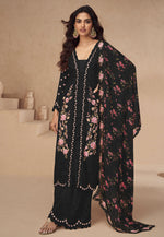 Load image into Gallery viewer, Black Chinon Silk Embroidered Pakistani Suit
