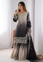 Load image into Gallery viewer, Black Chinon Silk Readymade Sharara Suit
