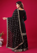 Load image into Gallery viewer, Black Chinon Silk Readymade Sharara Suit
