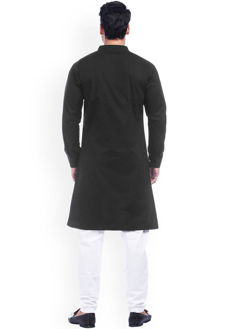 Black Cotton Indo Western Suit