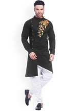 Load image into Gallery viewer, Black Cotton Indo Western Suit

